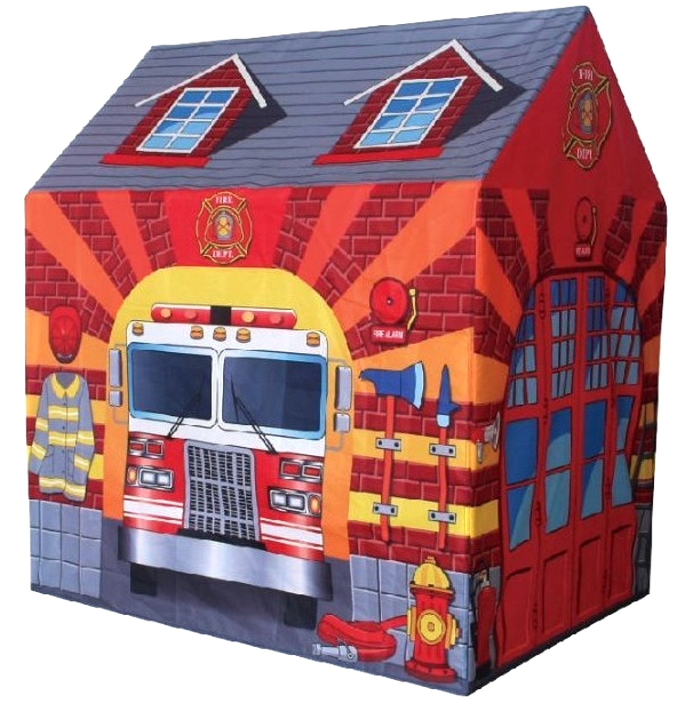 Cort si Spatiu de Joaca pentru copii idealStore FIRE BUS, Dimensiuni 95 x 72 x 102 cm, Ideal pentru casa sau gradina, Asamblare rapida si usoara, Stimuleaza Imaginatia, Curiozitatea si Creativitatea prin joc