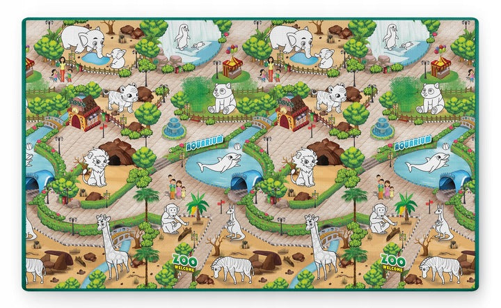 Covor de joaca termorezistent din spuma pentru camera copiilor ideal STORE First Steps, posibilitatea de a Desena, pliabil, 200x120, Sistem antialunecare, protectie impotriva loviturilor, verde