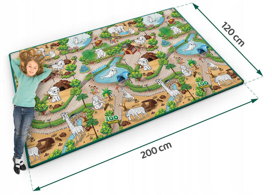 Covor de joaca termorezistent din spuma pentru camera copiilor ideal STORE First Steps, posibilitatea de a Desena, pliabil, 200x120, Sistem antialunecare, protectie impotriva loviturilor, verde