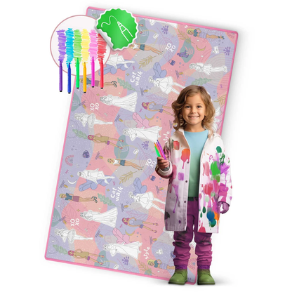 Covor de joaca termorezistent din spuma pentru camera copiilor ideal STORE First Steps, posibilitatea de a Desena, pliabil, 200X120, Sistem antialunecare, protectie impotriva loviturilor, roz