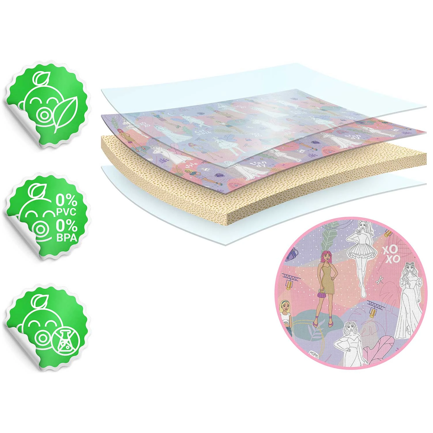 Covor de joaca termorezistent din spuma pentru camera copiilor ideal STORE First Steps, posibilitatea de a Desena, pliabil, 200X120, Sistem antialunecare, protectie impotriva loviturilor, roz