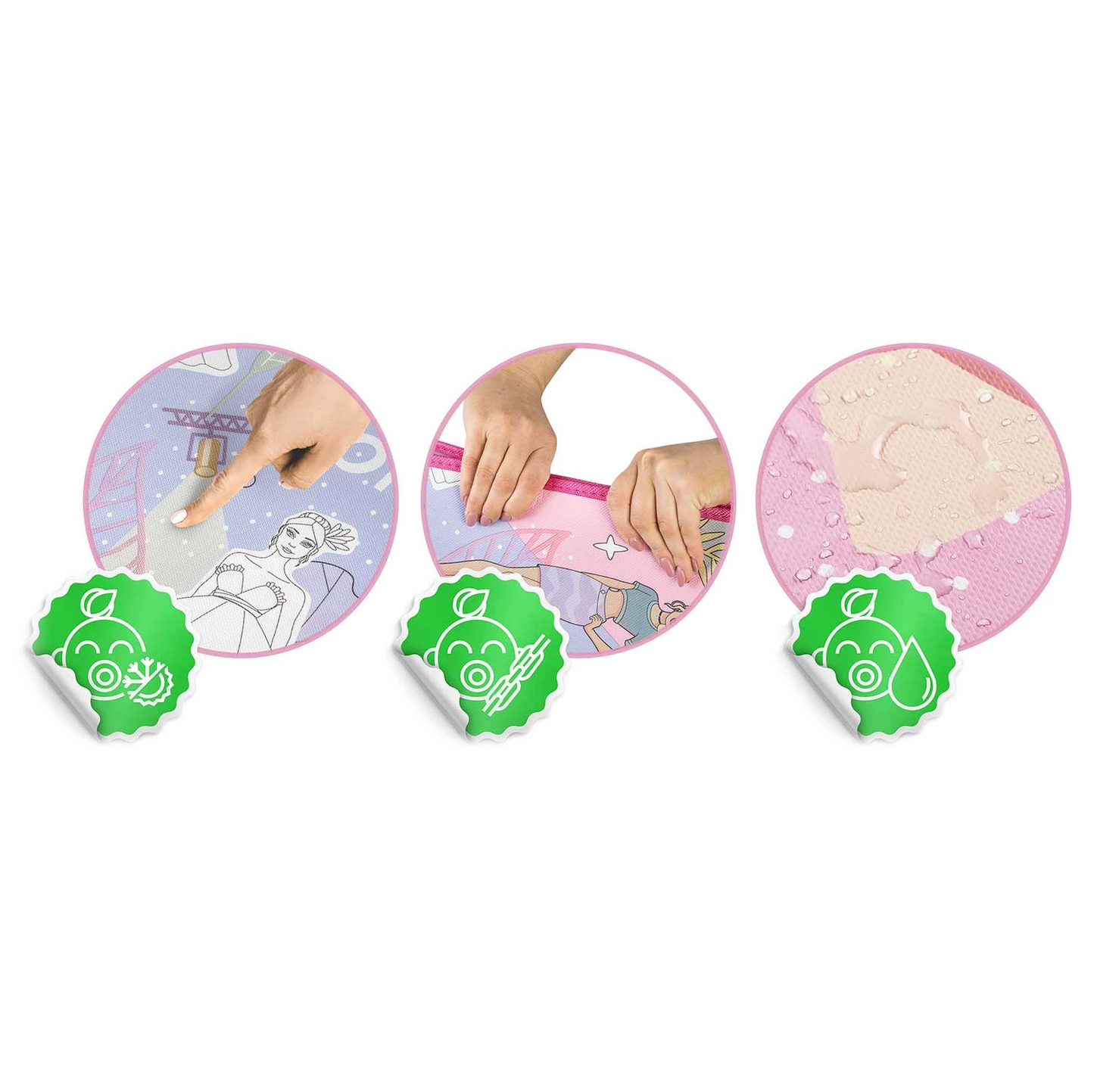 Covor de joaca termorezistent din spuma pentru camera copiilor ideal STORE First Steps, posibilitatea de a Desena, pliabil, 200X120, Sistem antialunecare, protectie impotriva loviturilor, roz