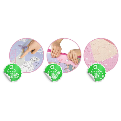 Covor de joaca termorezistent din spuma pentru camera copiilor ideal STORE First Steps, posibilitatea de a Desena, pliabil, 200X120, Sistem antialunecare, protectie impotriva loviturilor, roz