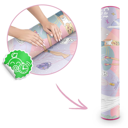 Covor de joaca termorezistent din spuma pentru camera copiilor ideal STORE First Steps, posibilitatea de a Desena, pliabil, 120x90, Sistem antialunecare, protectie impotriva loviturilor, roz