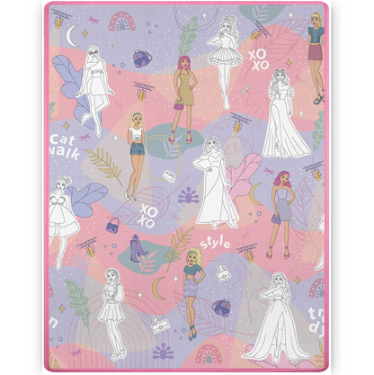 Covor de joaca termorezistent din spuma pentru camera copiilor ideal STORE First Steps, posibilitatea de a Desena, pliabil, 120x90, Sistem antialunecare, protectie impotriva loviturilor, roz