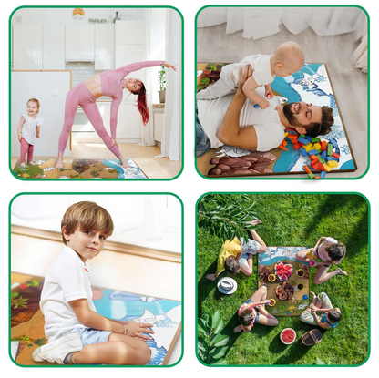 Covor de joaca termorezistent din spuma pentru camera copiilor ideal STORE First Steps, posibilitatea de a Desena, pliabil, 120x90, Sistem antialunecare, protectie impotriva loviturilor, verde