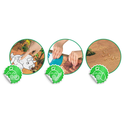 Covor de joaca termorezistent din spuma pentru camera copiilor ideal STORE First Steps, posibilitatea de a Desena, pliabil, 120x90, Sistem antialunecare, protectie impotriva loviturilor, verde