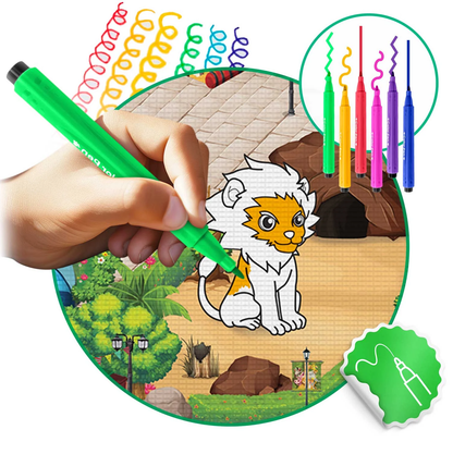 Covor de joaca termorezistent din spuma pentru camera copiilor ideal STORE First Steps, posibilitatea de a Desena, pliabil, 120x90, Sistem antialunecare, protectie impotriva loviturilor, Zoo