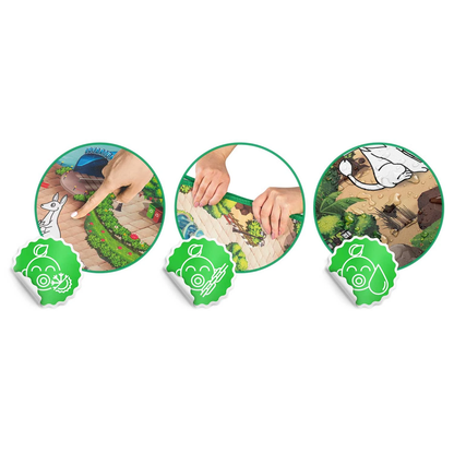 Covor de joaca termorezistent din spuma pentru camera copiilor ideal STORE First Steps, posibilitatea de a Desena, pliabil, 120x90, Sistem antialunecare, protectie impotriva loviturilor, Zoo