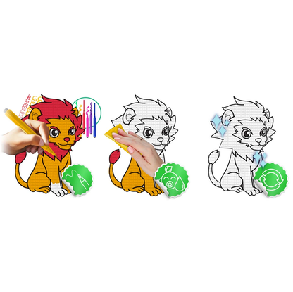 Covor de joaca termorezistent din spuma pentru camera copiilor ideal STORE First Steps, posibilitatea de a Desena, pliabil, 120x90, Sistem antialunecare, protectie impotriva loviturilor, Zoo