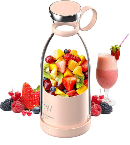 Mini Blender Electric FreshMix Pink IdealStore Portabil, Incarcare Magnetica Wireless, 4 Lame din otel inoxidabil 3D, Capacitate 350 ml, Putere 20.000 rpm, Usor de curatat, 3 viteze de mixare
