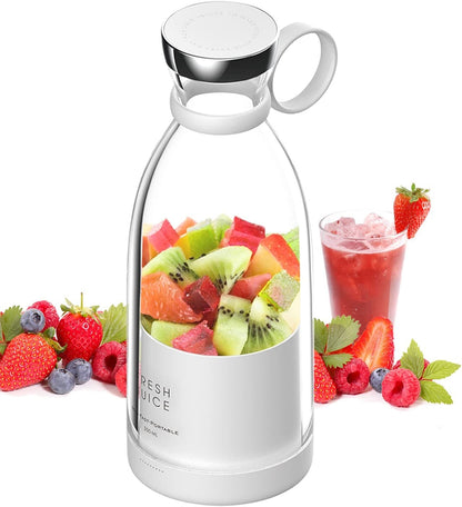 Mini Blender Electric FreshMix White IdealStore Portabil, Incarcare Magnetica Wireless, 4 Lame din otel inoxidabil 3D, Capacitate 350 ml, Putere 20.000 rpm, Usor de curatat, 3 viteze de mixare