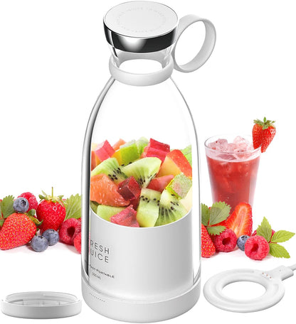 Mini Blender Electric FreshMix White IdealStore Portabil, Incarcare Magnetica Wireless, 4 Lame din otel inoxidabil 3D, Capacitate 350 ml, Putere 20.000 rpm, Usor de curatat, 3 viteze de mixare