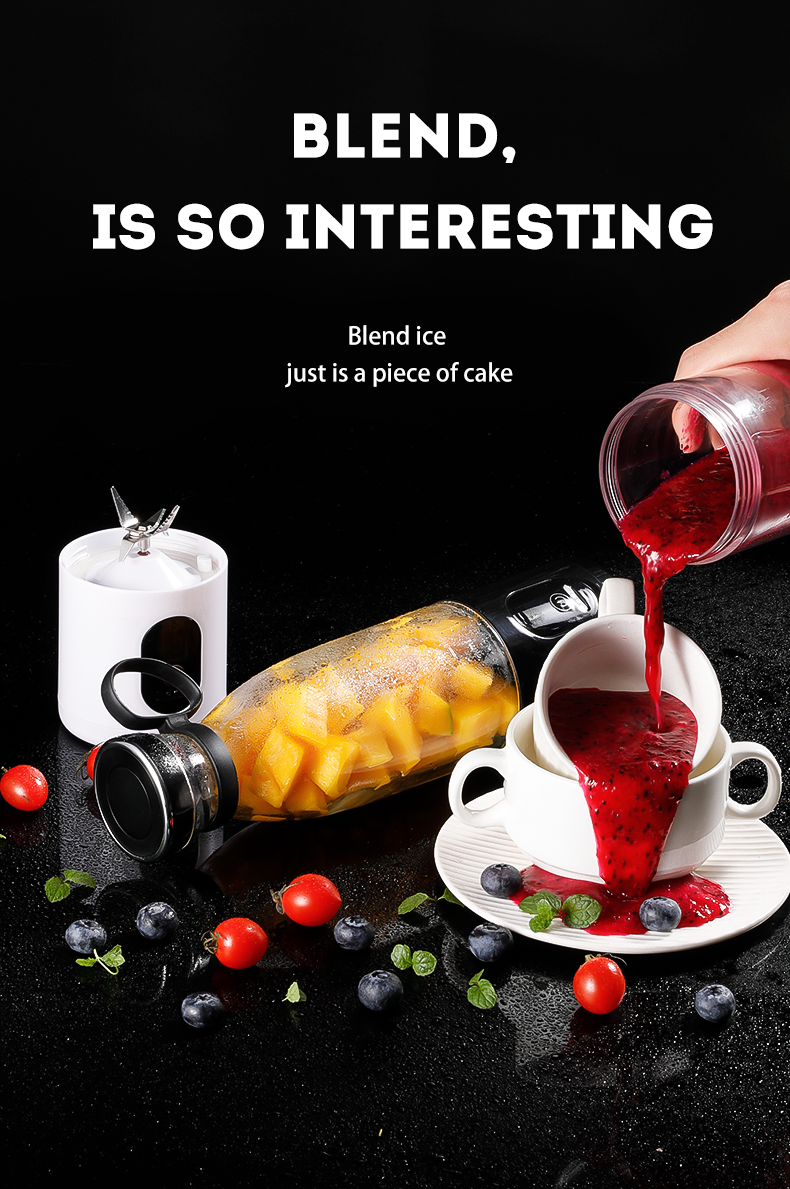 Mini Blender Electric Profesional Fruit Juicer Pink IdealStore Portabil, Incarcare Magnetica Wireless,3 Lame din otel inoxidabil 3D, Capacitate 650 ml, Putere 22.000 rpm, Usor de curatat, 3 viteze de mixare