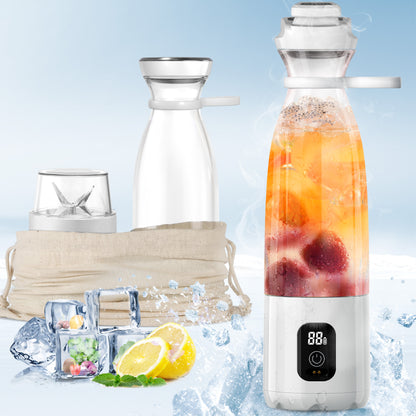 Mini Blender Electric Profesional Fruit Juicer White IdealStore Portabil, Incarcare Magnetica Wireless, 3 Lame din otel inoxidabil 3D, Capacitate 650 ml, Putere 22.000 rpm, Usor de curatat, 3 viteze de mixare