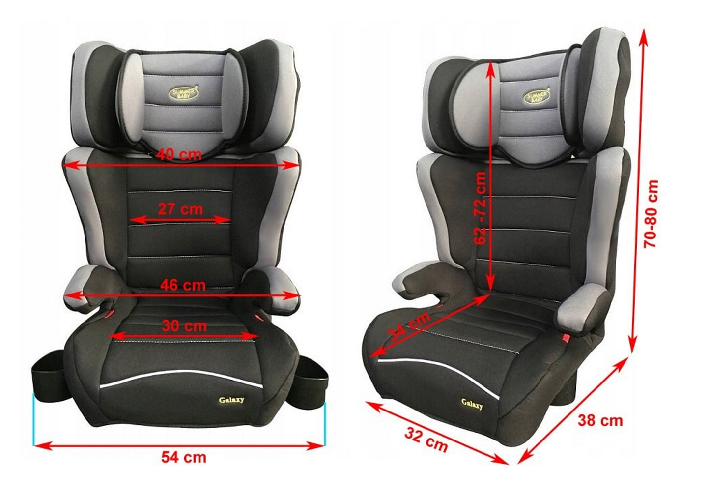 Scaun Auto Profesional Pentru Copil, Baby Jolie GALAXY IDL Collection, 2 Grupe de Greutate 15-36 kg, Tetiera Reglabila, Cotiere Special Conturate, Suport Sticla, Material Rezistent, Negru Gri