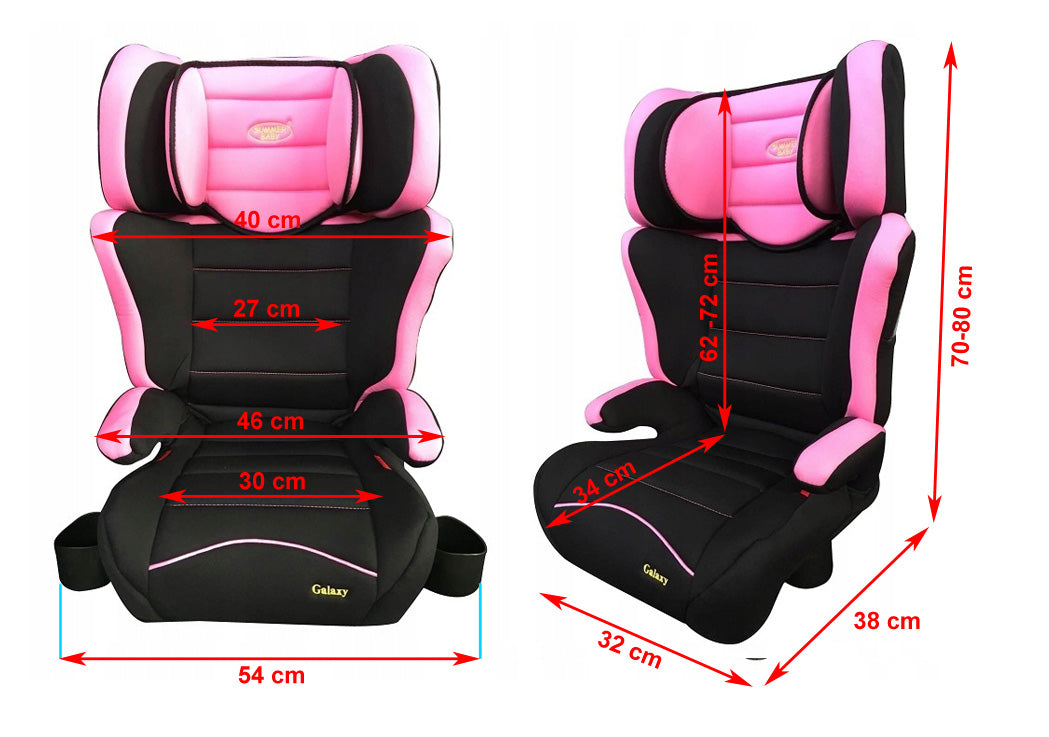 Scaun Auto Profesiona Pentru Copil, Baby Jolie GALAXY IDL Collection, 2 Grupe de Greutate 15-36 kg, Tetiera Reglabila, Cotiere Special Conturate, Suport Sticla, Material Rezistent, Negru Roz