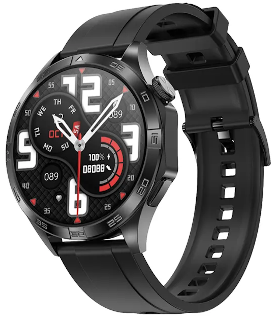 Smartwatch idealSTORE GalaxyONE, Raspuns la Apel, Apelare, GPS, Tracker Fitness, Monitorizare Sanatate, 200 Moduri Sportive, Impermeabil, Management Somn, Asistent Vocal, Ceas Global, Bratara Silicon, Negru