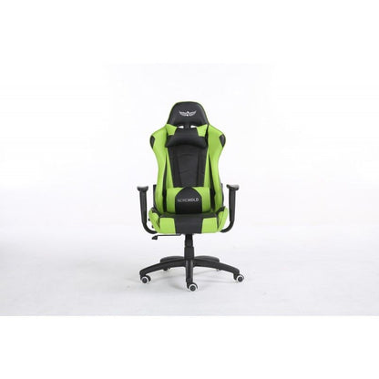 Scaun Gaming Reglabil cu mecanism TILT idealSTORE Racing eSPORT COLLECTION, Asigura pozitia si confortul corect al corpului, Echipat cu cotiere reglabile, perne confortabile, Posibilitatea modificarii unghiului spatarului pana la 180 , Negru-Verde