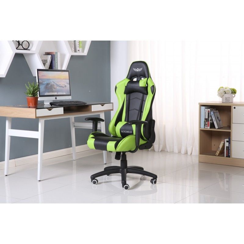 Scaun Gaming Reglabil cu mecanism TILT idealSTORE Racing eSPORT COLLECTION, Asigura pozitia si confortul corect al corpului, Echipat cu cotiere reglabile, perne confortabile, Posibilitatea modificarii unghiului spatarului pana la 180 , Negru-Verde