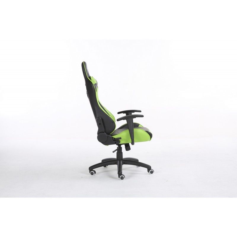 Scaun Gaming Reglabil cu mecanism TILT idealSTORE Racing eSPORT COLLECTION, Asigura pozitia si confortul corect al corpului, Echipat cu cotiere reglabile, perne confortabile, Posibilitatea modificarii unghiului spatarului pana la 180 , Negru-Verde