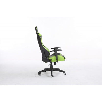 Scaun Gaming Reglabil cu mecanism TILT idealSTORE Racing eSPORT COLLECTION, Asigura pozitia si confortul corect al corpului, Echipat cu cotiere reglabile, perne confortabile, Posibilitatea modificarii unghiului spatarului pana la 180 , Negru-Verde