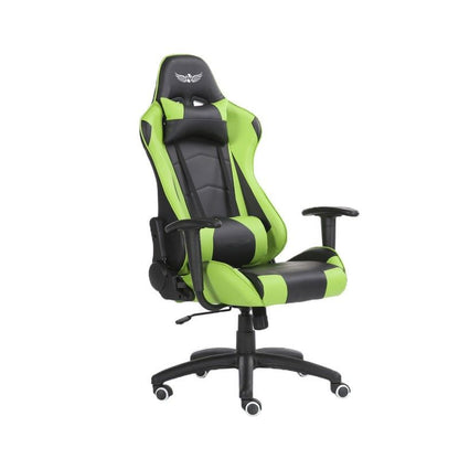 Scaun Gaming Reglabil cu mecanism TILT idealSTORE Racing eSPORT COLLECTION, Asigura pozitia si confortul corect al corpului, Echipat cu cotiere reglabile, perne confortabile, Posibilitatea modificarii unghiului spatarului pana la 180 , Negru-Verde