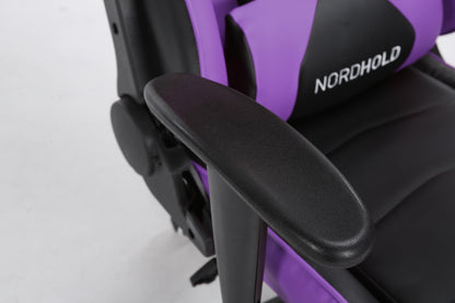 Scaun Gaming Reglabil idealSTORE Racing eSPORT COLLECTION, Asigura pozitia si confortul corect al corpului, Echipat cu cotiere reglabile, perne confortabile, Posibilitatea modificarii unghiului spatarului pana la 180 , Violet