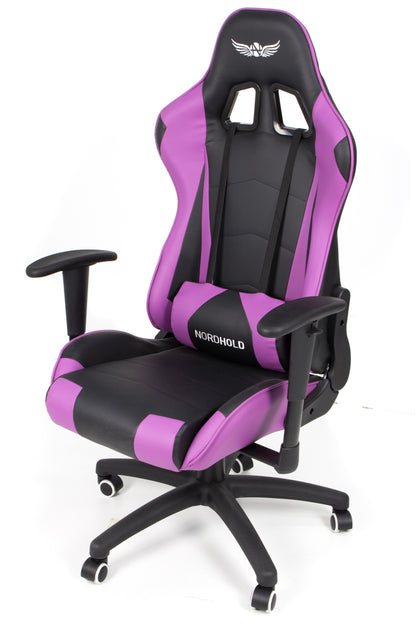 Scaun Gaming Reglabil idealSTORE Racing eSPORT COLLECTION, Asigura pozitia si confortul corect al corpului, Echipat cu cotiere reglabile, perne confortabile, Posibilitatea modificarii unghiului spatarului pana la 180 , Violet
