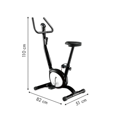 Bicicleta fitness Multifunctionala idealSTORE Dimensiuni 115 x 78 cm, Monitorizeaza viteza, distanta, caloriile arse, Sezut reglabil, Echipat cu roti pentru transport, Sarcina 125 Kg, Culoare negru