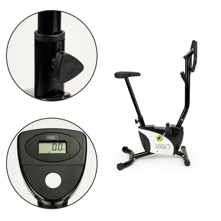Bicicleta fitness Multifunctionala idealSTORE Dimensiuni 122 x 75 cm, Monitorizeaza viteza, distanta, caloriile arse, Sezut reglabil, Echipat cu roti pentru transport, Sarcina 125 Kg