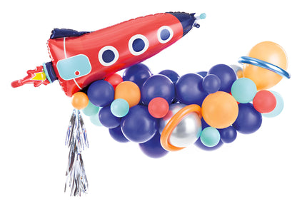Ghirlanda de Baloane idealSTORE Party Rocket, Include 39 de Baloane, Banda 2,5 m, Un Pai de Hartie, Benzi de Spuma, Dimensiuni 154 x 130 cm, Latex, Culori Mixte, Ideal Pentru Petreceri