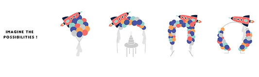 Ghirlanda de Baloane idealSTORE Party Rocket, Include 39 de Baloane, Banda 2,5 m, Un Pai de Hartie, Benzi de Spuma, Dimensiuni 154 x 130 cm, Latex, Culori Mixte, Ideal Pentru Petreceri