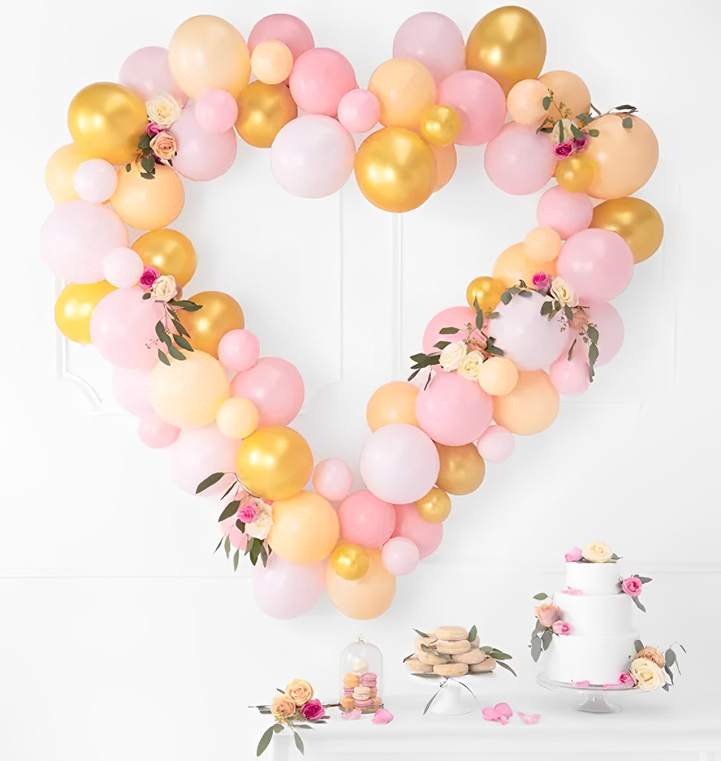 Ghirlanda de Baloane cu Rama LOVE idealSTORE, Dimensiuni 166 x 160 cm, Include 68 de Baloane in Diverse Culori, Latex, 20 de Autocolante adezive cu 2 fete, Ideale pentru petreceri reusite