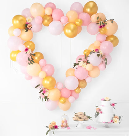 Ghirlanda de Baloane cu Rama LOVE idealSTORE, Dimensiuni 166 x 160 cm, Include 68 de Baloane in Diverse Culori, Latex, 20 de Autocolante adezive cu 2 fete, Ideale pentru petreceri reusite