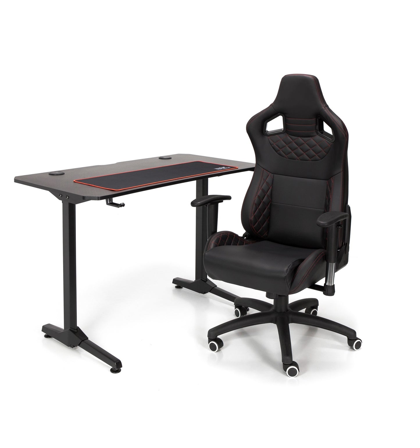 Birou de gaming idealSTORE ROYAL GD, Dimensiuni 111 x 60 x75, Suport pahar, Stabil, Durabil, Realizat din MDF 18 mm, Picioare din metal, Aspect Modern-Vintage