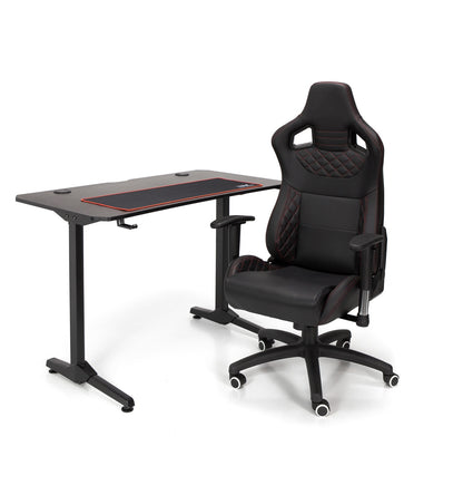 Birou de gaming idealSTORE ROYAL GD, Dimensiuni 111 x 60 x75, Suport pahar, Stabil, Durabil, Realizat din MDF 18 mm, Picioare din metal, Aspect Modern-Vintage