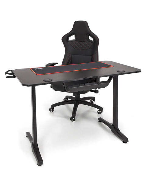 Birou de gaming idealSTORE ROYAL GD, Dimensiuni 111 x 60 x75, Suport pahar, Stabil, Durabil, Realizat din MDF 18 mm, Picioare din metal, Aspect Modern-Vintage