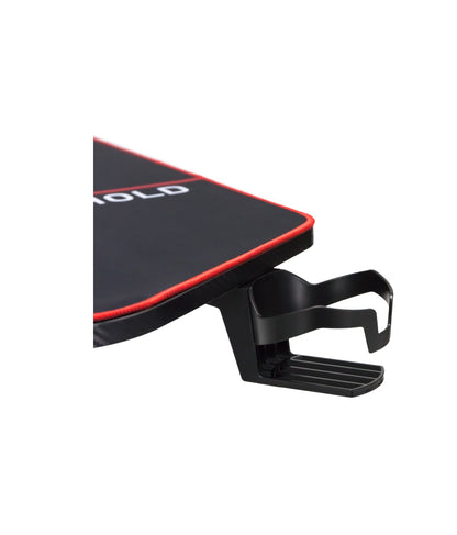 Birou de gaming idealSTORE TITAN BLACK GD, Dimensiuni 160 x 60 x74, Suport pentru casti, Stabil, Durabil, Realizat din MDF, Picioare din metal, Aspect Modern
