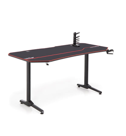 Birou de gaming idealSTORE TITAN BLACK GD, Dimensiuni 160 x 60 x74, Suport pentru casti, Stabil, Durabil, Realizat din MDF, Picioare din metal, Aspect Modern