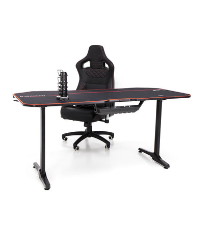 Birou de gaming idealSTORE TITAN BLACK GD, Dimensiuni 160 x 60 x74, Suport pentru casti, Stabil, Durabil, Realizat din MDF, Picioare din metal, Aspect Modern