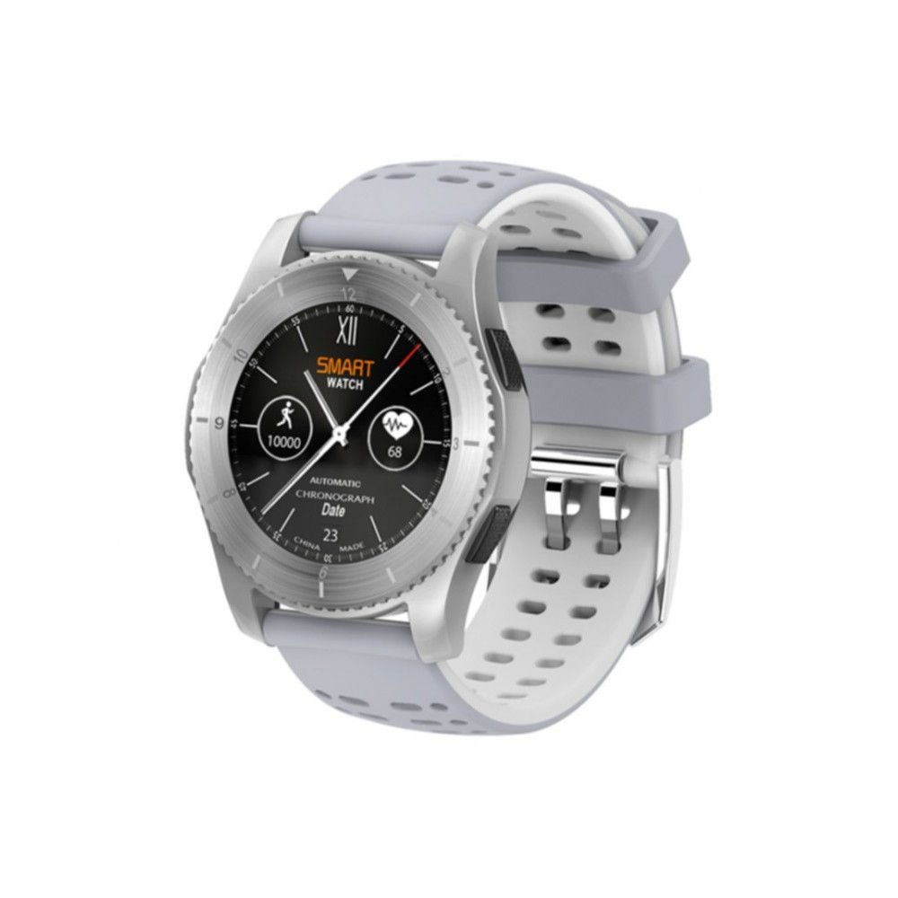 Ceas Smartwatch SPORT TOP GEAR 2019, Cadran din otel, Conectivitate 2G, Display 1.3' IPS, Bluetooth 4.0, Compatibil Android si iOS, Senzori Tensiune si Puls, Culoare-Alb