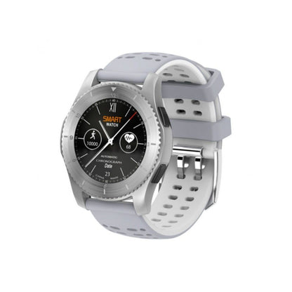 Ceas Smartwatch SPORT TOP GEAR 2019, Cadran din otel, Conectivitate 2G, Display 1.3' IPS, Bluetooth 4.0, Compatibil Android si iOS, Senzori Tensiune si Puls, Culoare-Alb