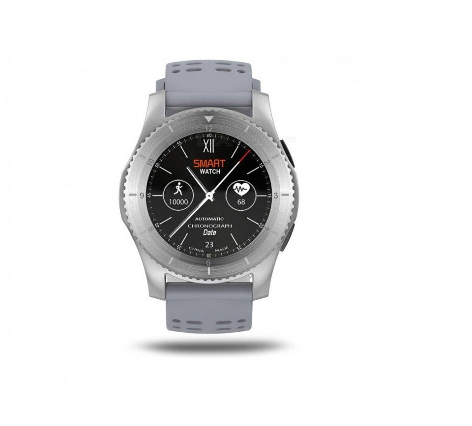 Ceas Smartwatch SPORT TOP GEAR 2019, Cadran din otel, Conectivitate 2G, Display 1.3' IPS, Bluetooth 4.0, Compatibil Android si iOS, Senzori Tensiune si Puls, Culoare-Alb