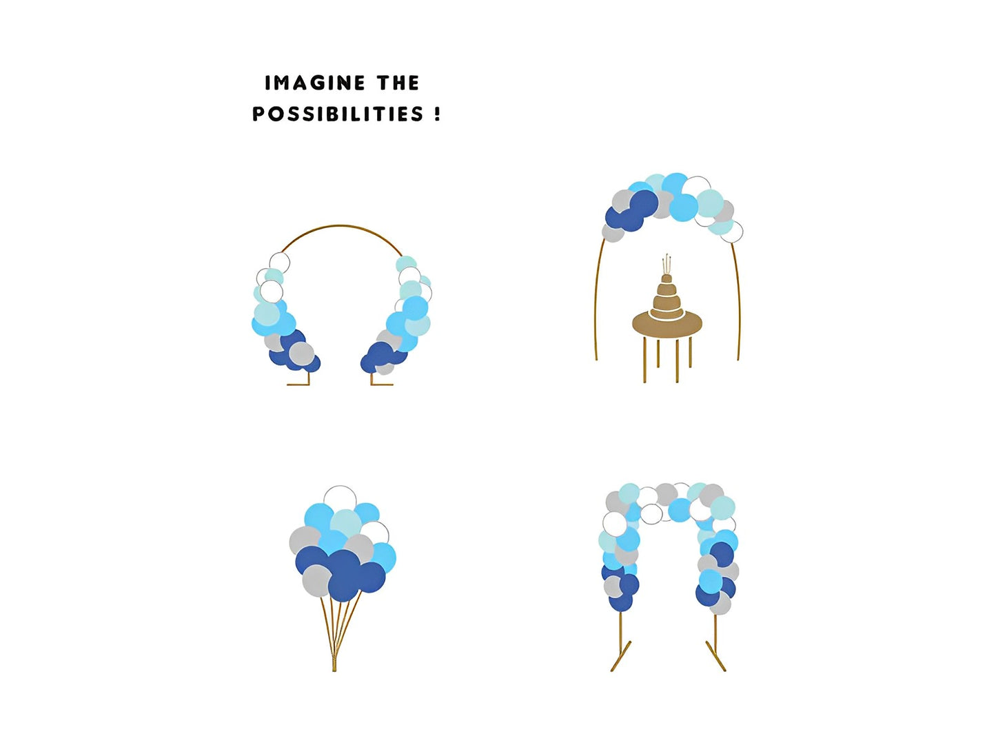 Ghirlanda 60 de baloane BabyBlue IdealStore, Dimensiune aproximativ 200 cm, Banda dublu adeziva, Multiple culori din Latex, Ideale pentru o petrecere reusita