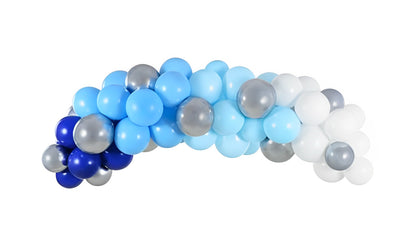 Ghirlanda 60 de baloane BabyBlue IdealStore, Dimensiune aproximativ 200 cm, Banda dublu adeziva, Multiple culori din Latex, Ideale pentru o petrecere reusita