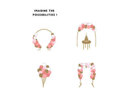 Ghirlanda 60 de baloane BabyPink IdealStore, Dimensiune aproximativ 200 cm, Banda dublu adeziva, Multiple culori din Latex, Ideale pentru o petrecere reusita