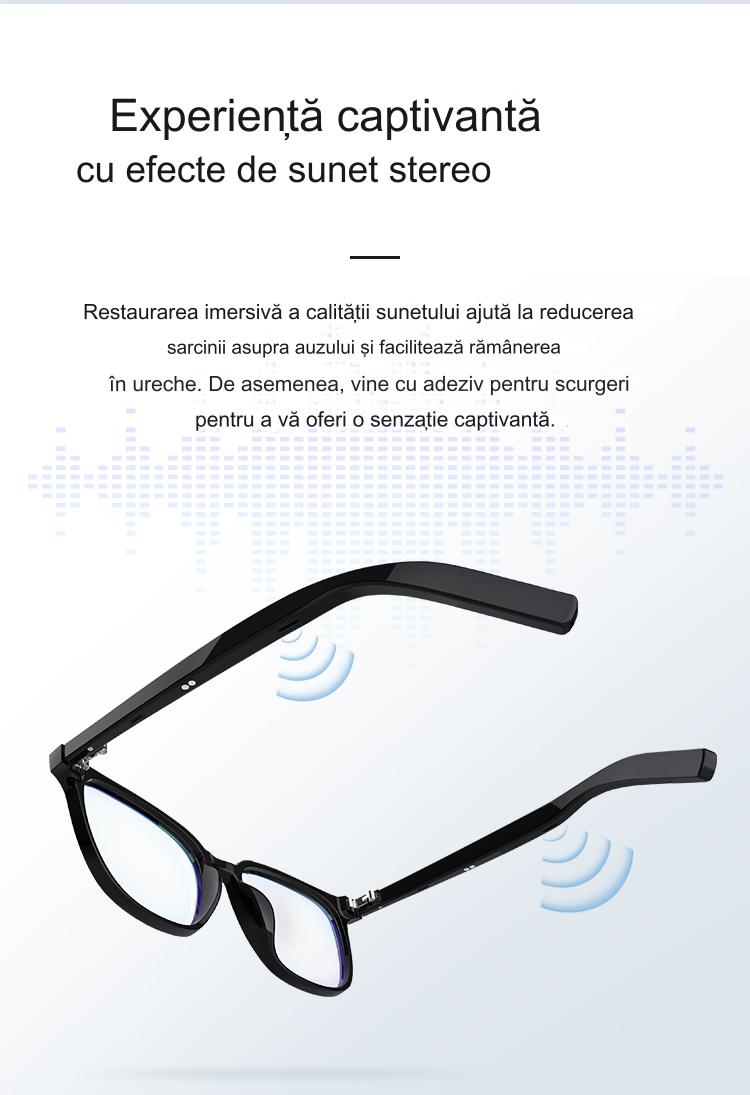 Ochelari de Soare Inteligenti Glasses Fashion idealSTORE, Bluetooth V5.3, Android/IOS, Difuzoare, Microfon, Voice Assistant, Preluare Apel, Control Muzica, Functie Camera, Protectie UV, Impermeabili, Lentile Interschimbabile, Autonomie Mare, Raza 12m