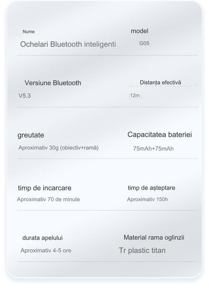 Ochelari de Soare Inteligenti Glasses Fashion idealSTORE, Bluetooth V5.3, Android/IOS, Difuzoare, Microfon, Voice Assistant, Preluare Apel, Control Muzica, Functie Camera, Protectie UV, Impermeabili, Lentile Interschimbabile, Autonomie Mare, Raza 12m
