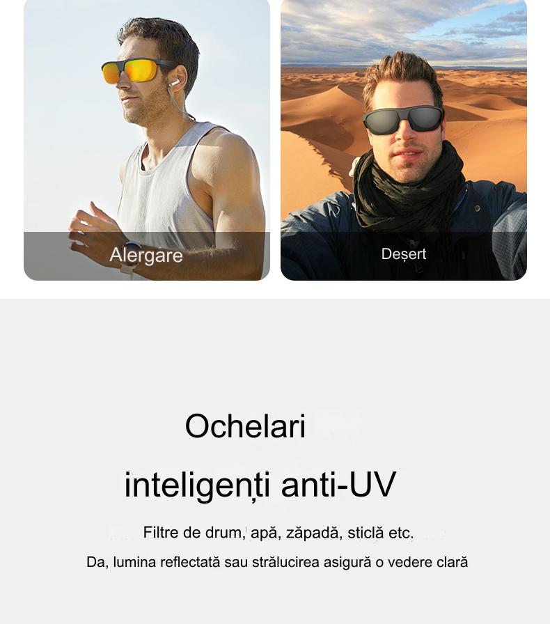 Ochelari inteligenti idealSTORE GlassesXP, Preluare Apel, Microfon HD, Bluetooth 5.3, Ascultare Muzica, Difuzoare incorporate, Sunet Stereo HD, Sunet Notificari, Asistent Vocal, Lentile TAC de Inalta Calitate, Rezistent la Impact si Apa